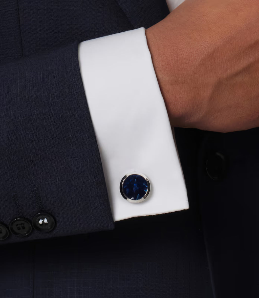 Cufflinks Silver Blue for Men