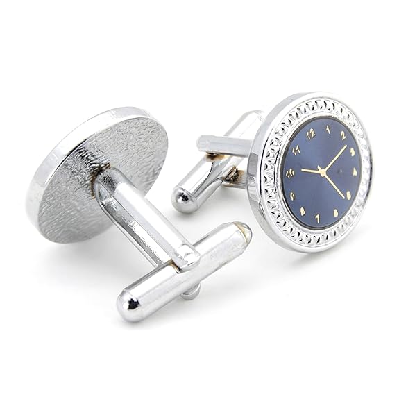 Blue Stud, Blue clock cufflinks Round for Men