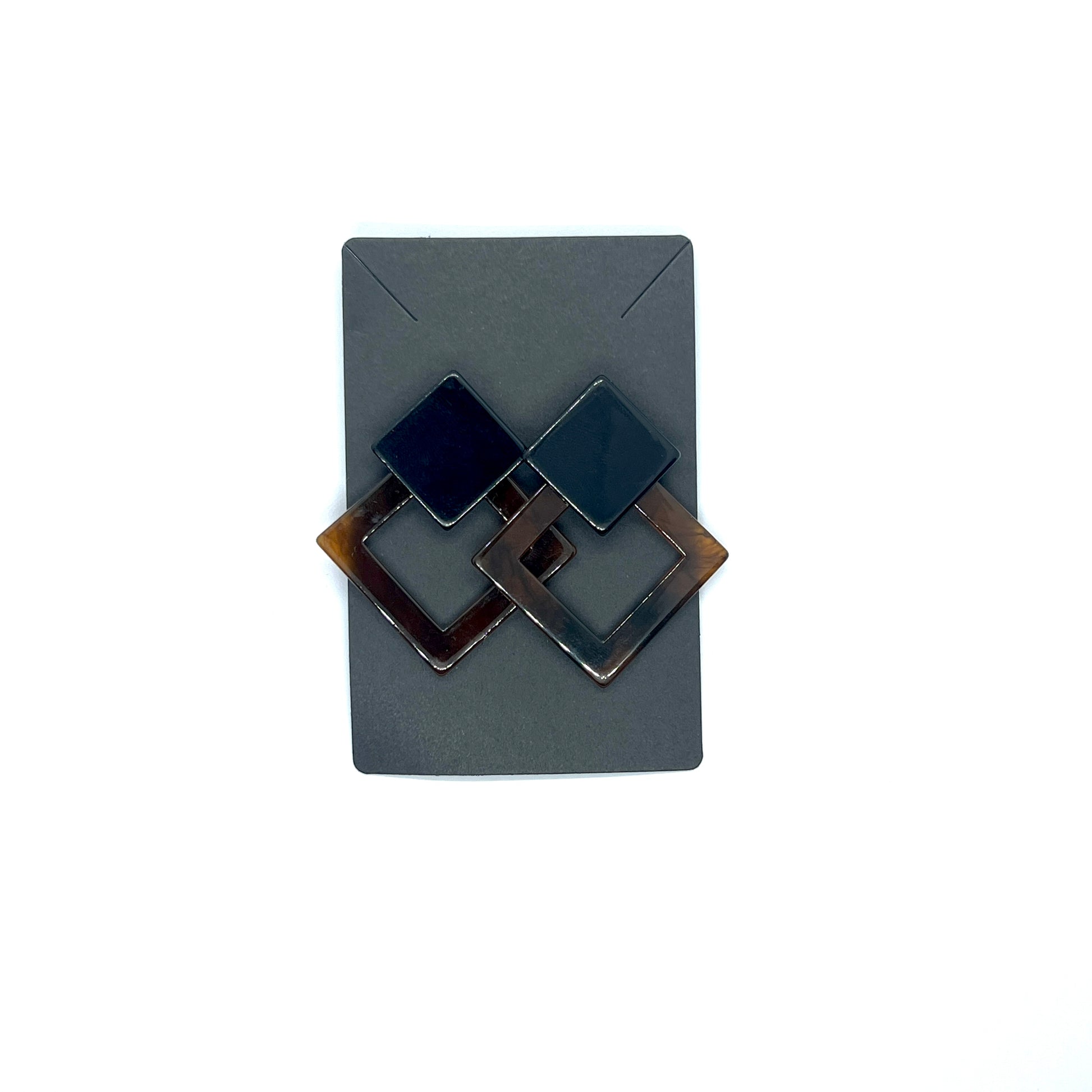 Acrylic Black Brown Tortoise Stud Earrings