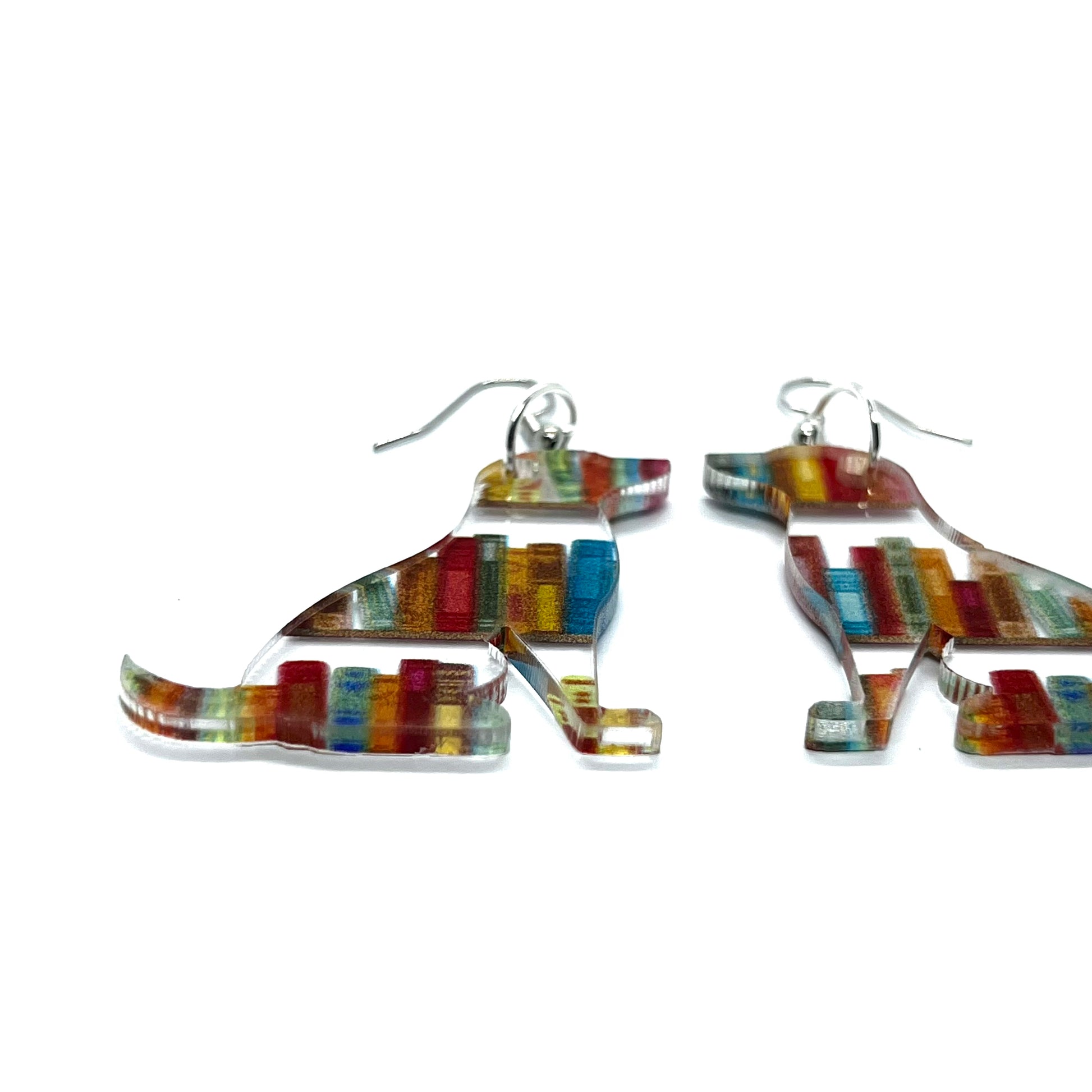 Acrylic Library Bookshelf Dog Pendant Earrings
