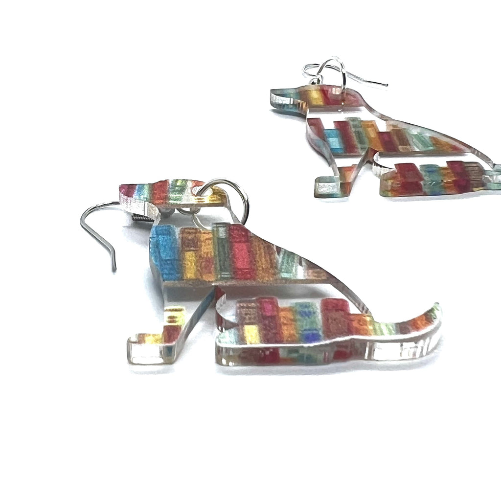 Acrylic Library Bookshelf Dog Pendant Earrings